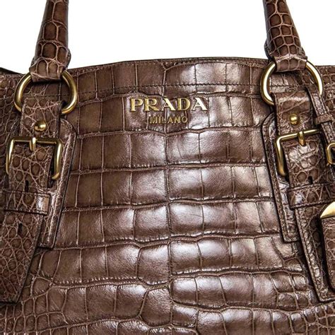 prada alligator bag|Alligator handbag Prada Brown in Alligator .